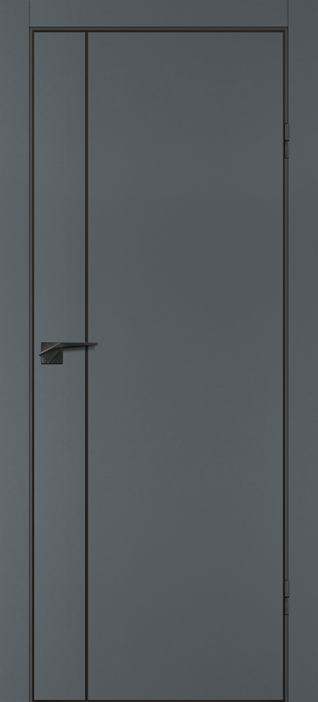Фото Межкомнатная дверь P-21  черный молдинг PET,  кромка ABS черная c 4-х ст. Графит матовый